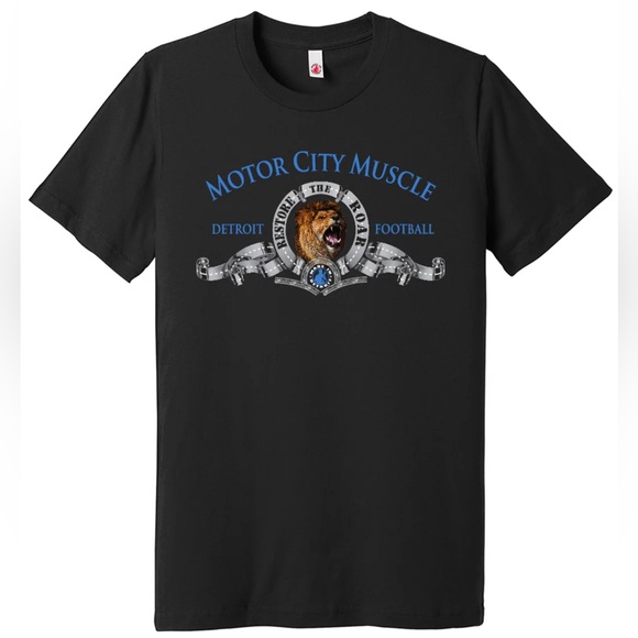 Motor City Muscle Black T-Shirt Detroit Lions - Picture 1 of 3